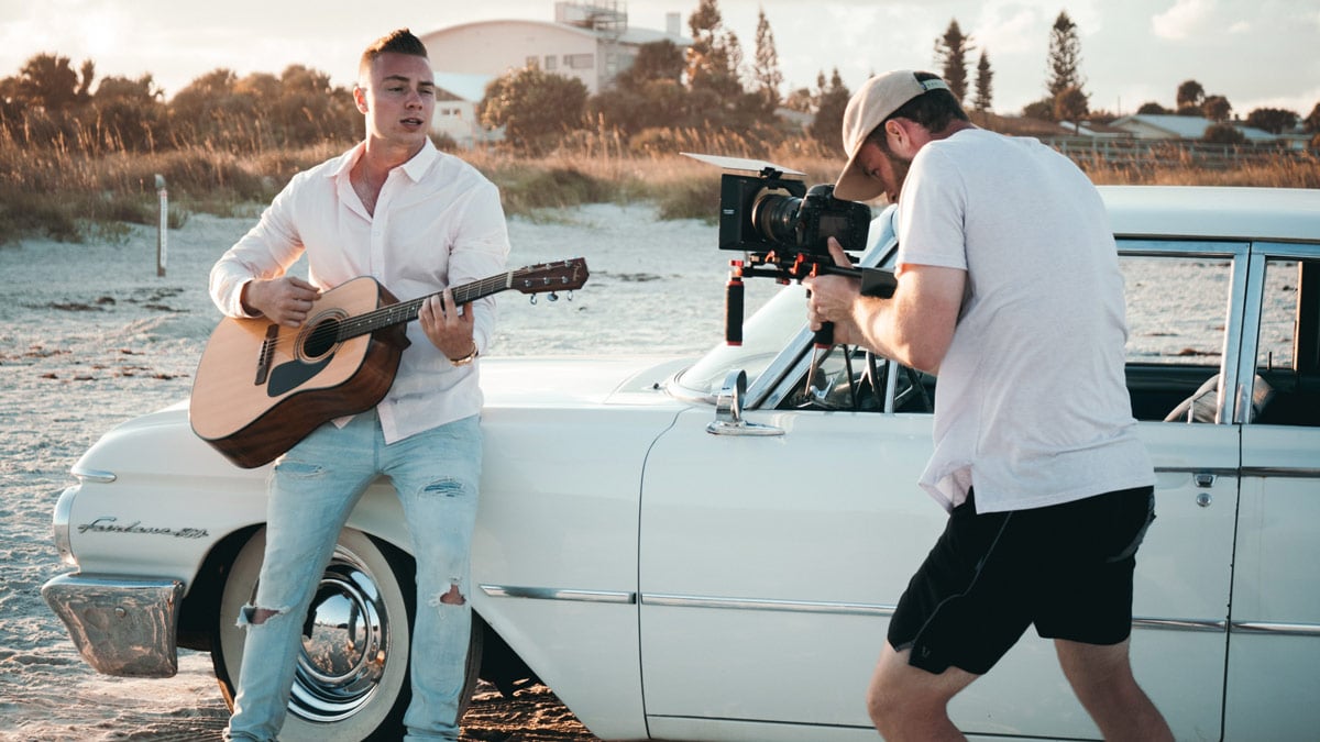 An influencer or musician being filmed